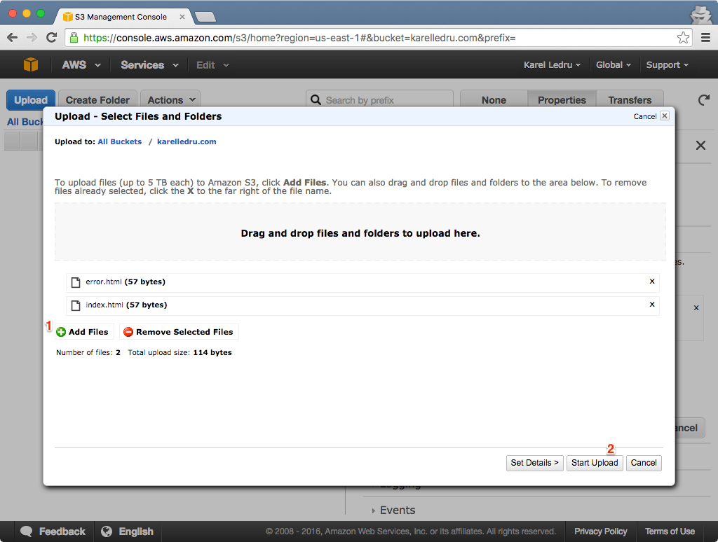 Upload files to S3 bucket