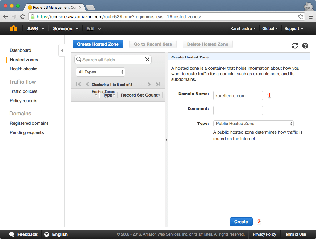 Create a hosted zone on Route 53